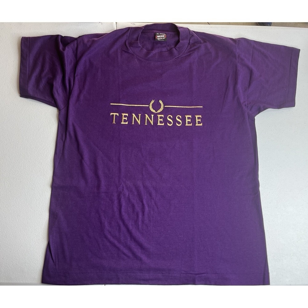 Vtg Purple Tennessee‎ Tshirt Single Stitch Embroidered Size L Made In USA